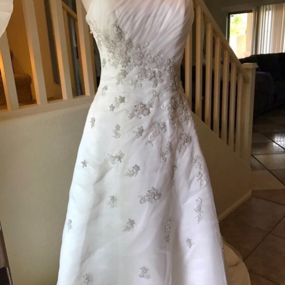 Elegant White Gown with Silver Embroidery, Victoria’s Bridal collection